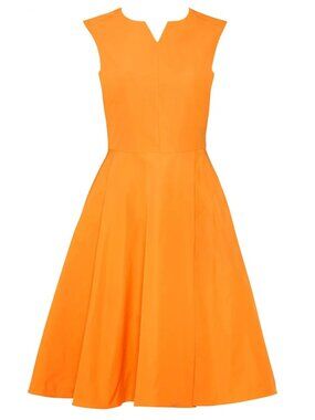 Jil Sander Navy Orange Flare Dress